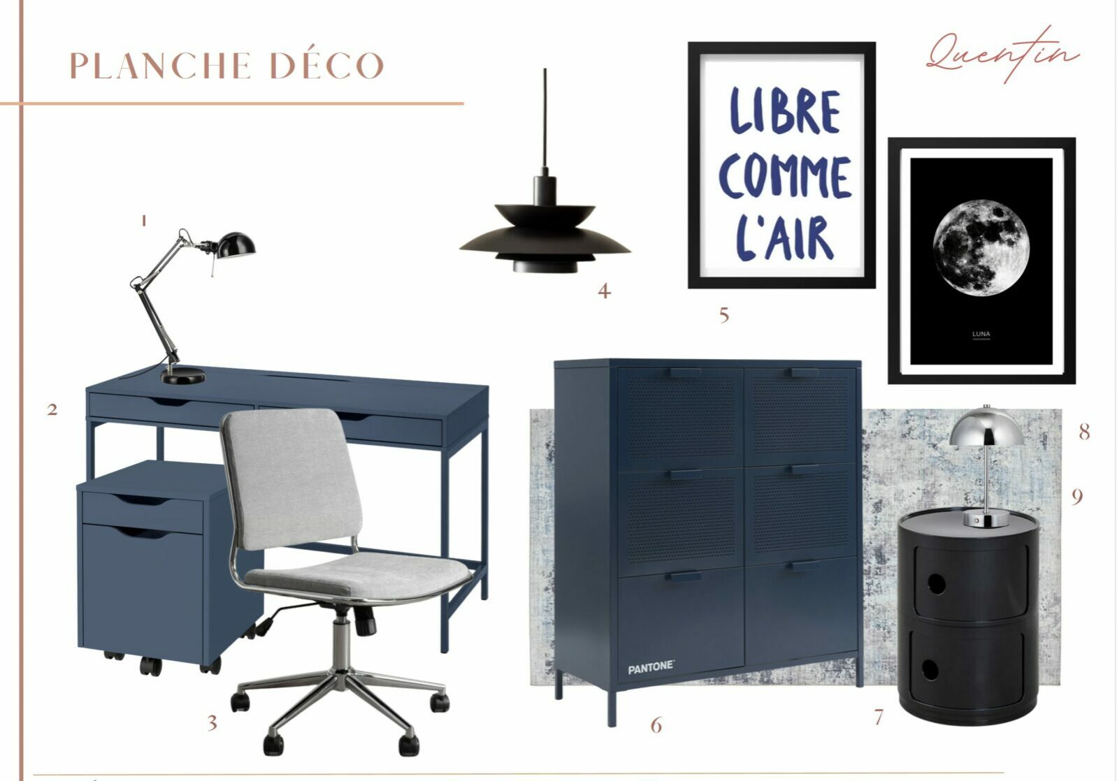 Planche d'ambiance pour une chambre de garçon
